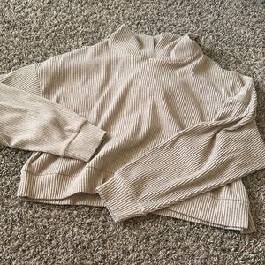 ALO Yoga Cream Ribbed Turtleneck Sweater